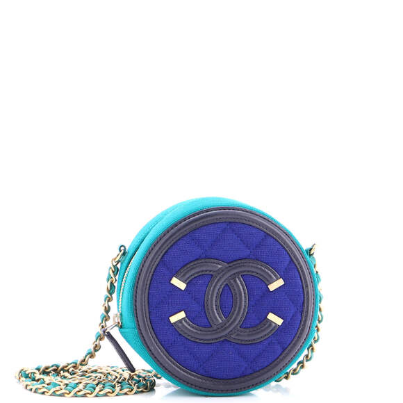 Chanel Handbags - Chanel Mini Filigree Round Clutch with Chain Quilted Jersey with Lambskin